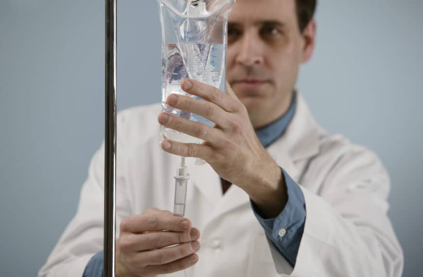 Doctor with iv bag
