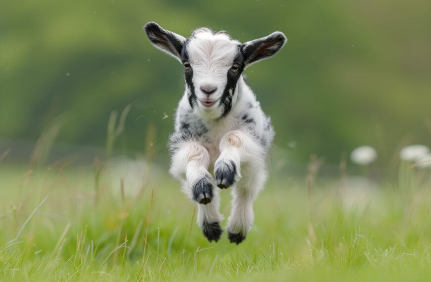 Vecteezy ai generated a baby goat is jumping in the air 40338605
